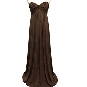 BCBG MAXAZRIA | Brown Beaded Strapless Formal Gown